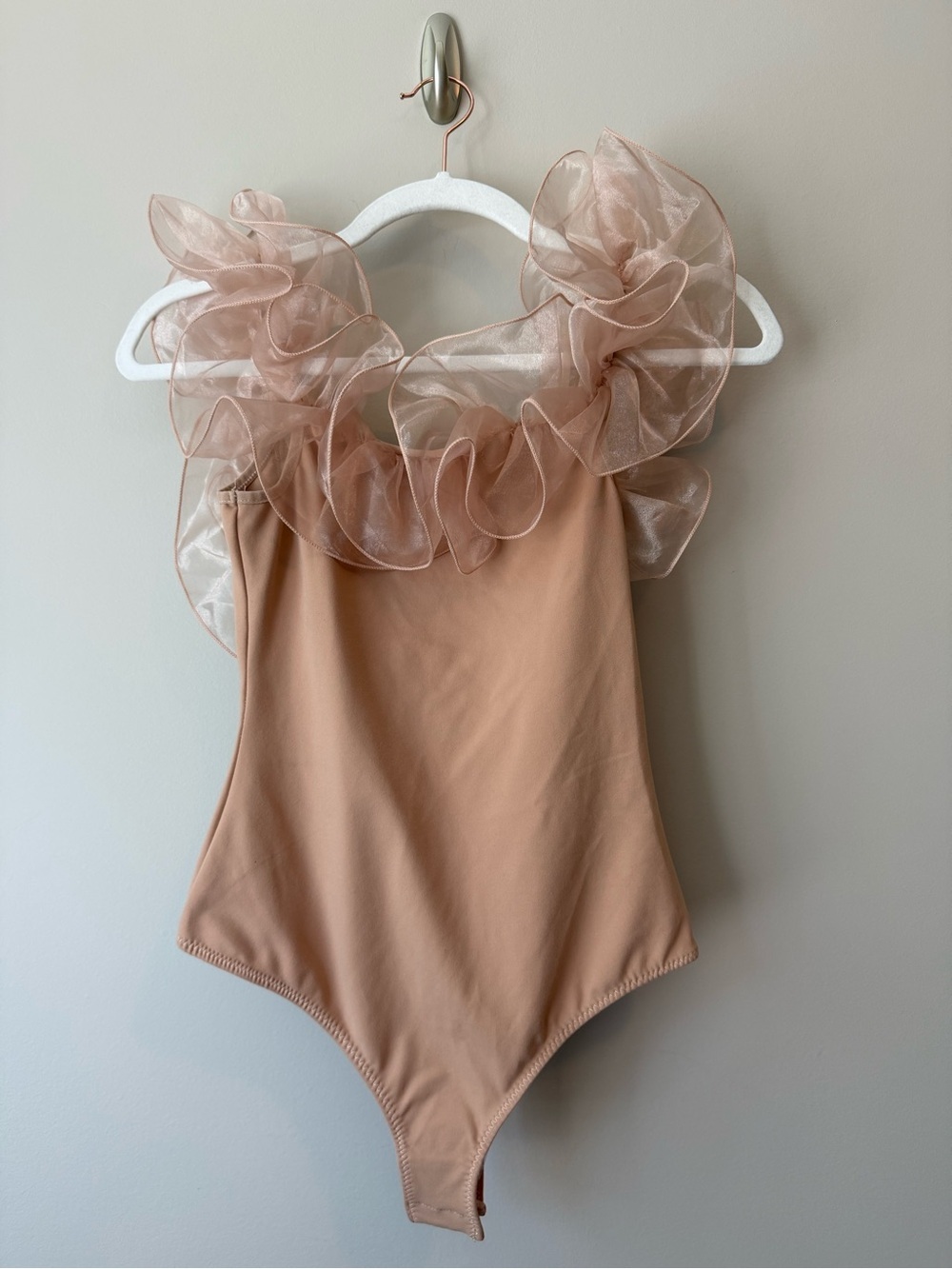 Intimately Free People Haute Wired Ruffle Bodysuit NWT | Light Sand | Size S